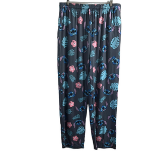 Disney Gray Pajama Pants with Blue and Pink Stitch Pattern